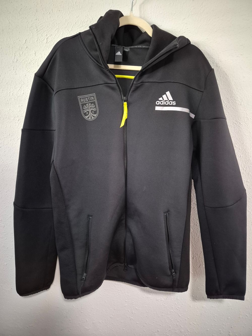 NWOT Men's Austin FC adidas Black ZNE Tri-Blend AEROREADY Full-Zip Hoodie Size L